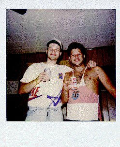 Polaroid photograph of Slick and Critical Mass, the two Inferno co-sysops, mid-1990s