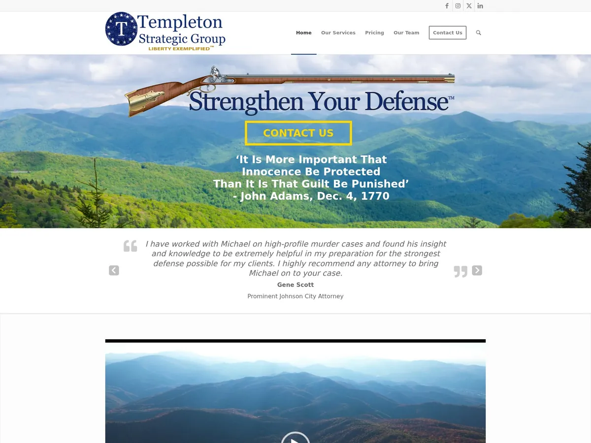 Screenshot of the Templeton Strategic Group website homepage