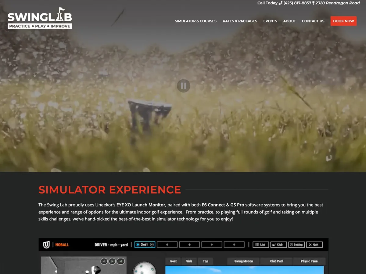 Screenshot of the Swing Lab website homepage